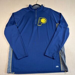 NBA Indiana Pacers Mens 2XL 1/4 Zip Pullover TX3 Cool Navy Blue Gray Logo Shirt
